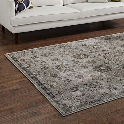 Hana Distressed Vintage Floral Lattice 5x8 Area Rug