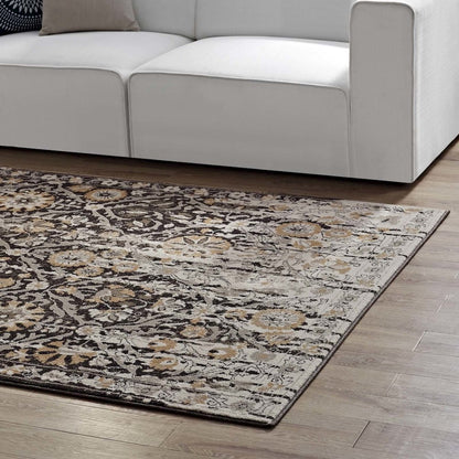 Ganesa Distressed Diamond Floral Lattice 5x8 Area Rug