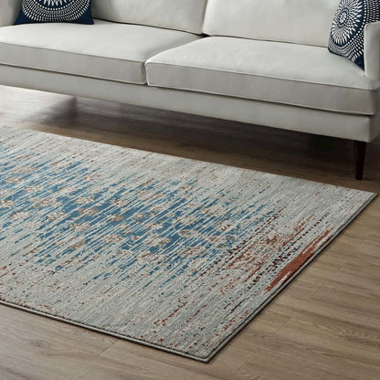 Hesper Distressed Contemporary Floral Lattice 5x8 Area Rug