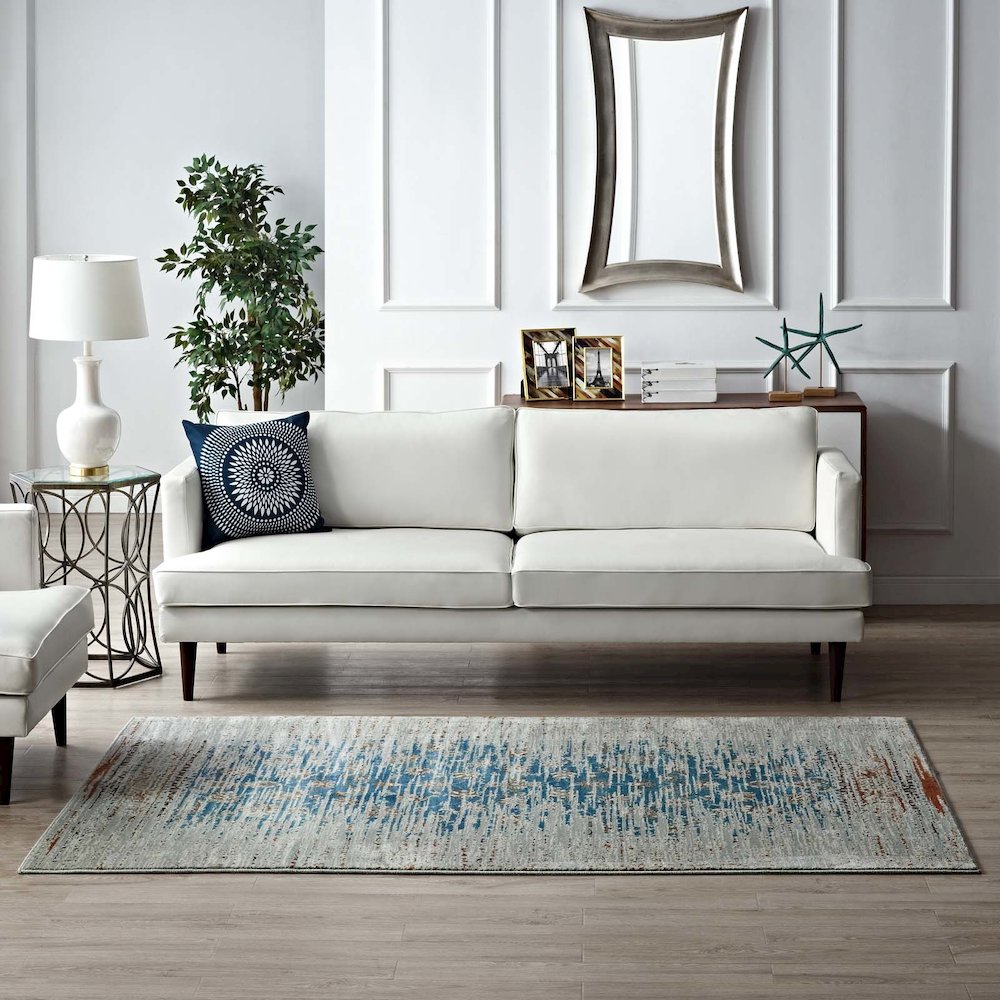 Hesper Distressed Contemporary Floral Lattice 5x8 Area Rug