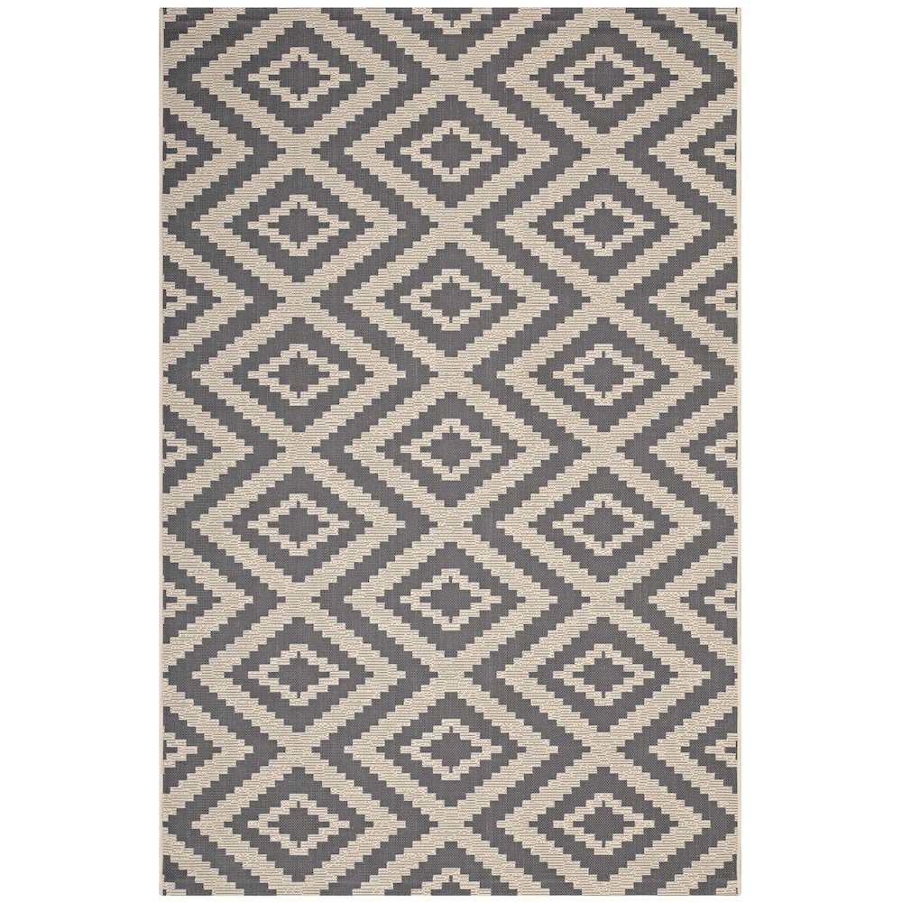 Jagged Geometric Diamond Trellis Indoor and Outdoor 5x8 Area Rug