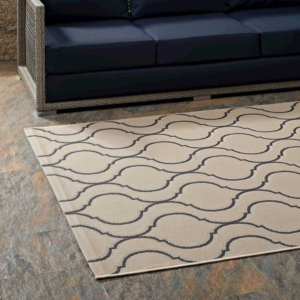 Linza Wave Abstract Trellis Indoor and Outdoor 5x8 Area Rug