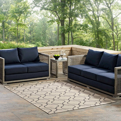 Linza Wave Abstract Trellis Indoor and Outdoor 5x8 Area Rug