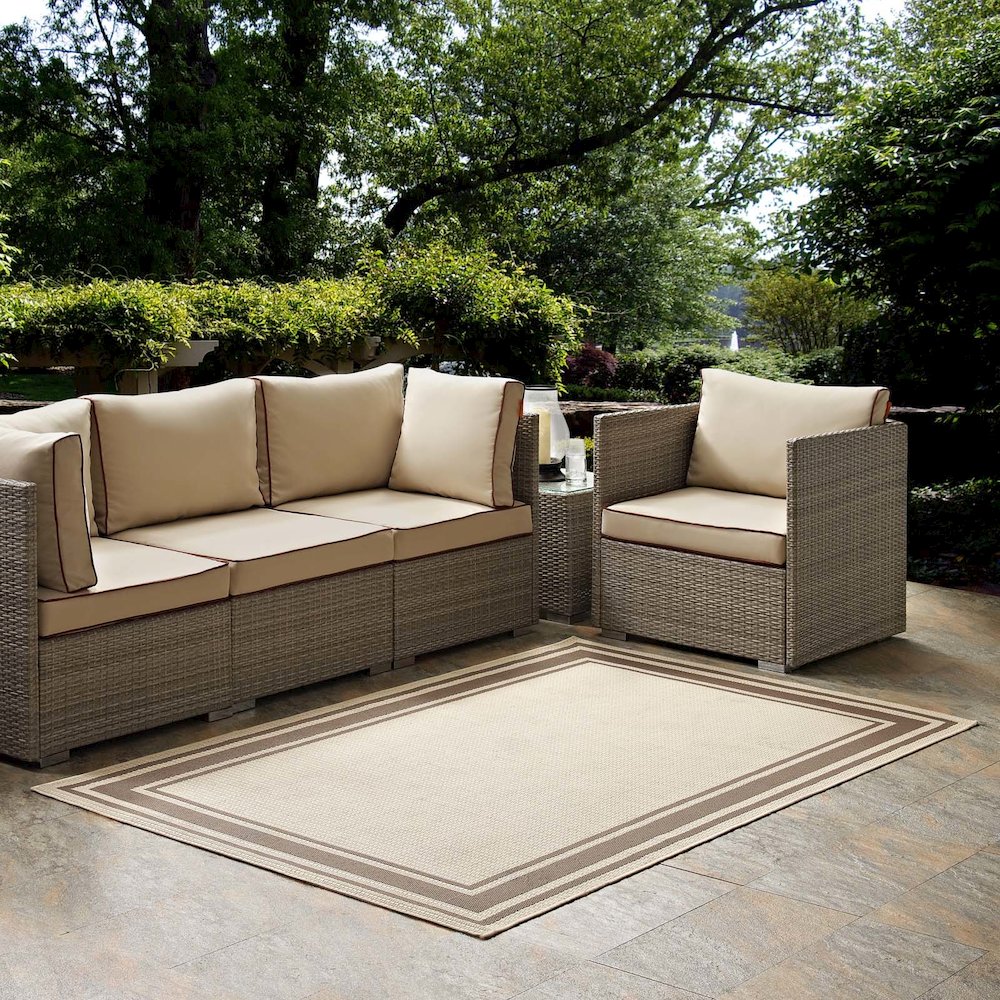 Rim Solid Border Indoor and Outdoor 8x10 Area Rug