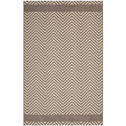Optica Chevron With End Borders Indoor and Outdoor 8x10 Area Rug