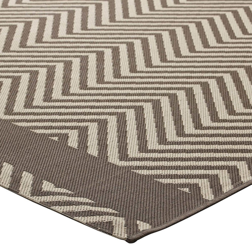Optica Chevron With End Borders Indoor and Outdoor 8x10 Area Rug