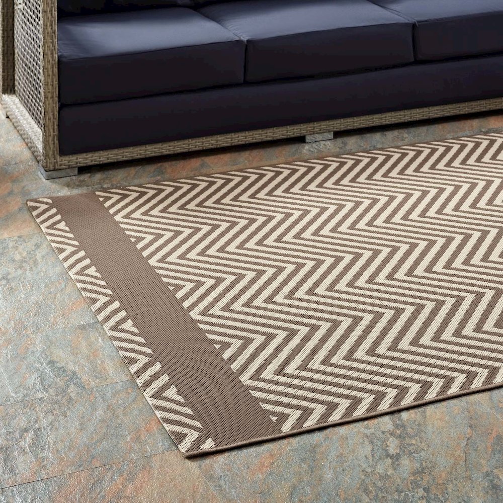 Optica Chevron With End Borders Indoor and Outdoor 8x10 Area Rug