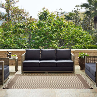 Optica Chevron With End Borders Indoor and Outdoor 8x10 Area Rug