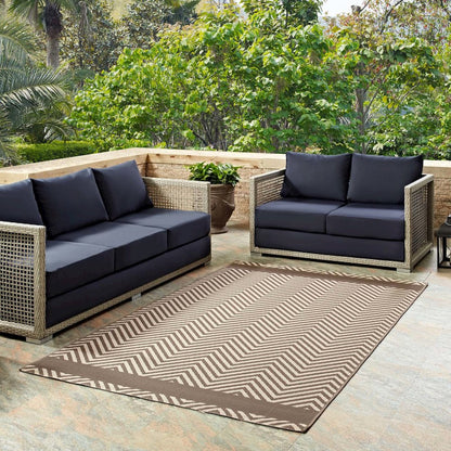 Optica Chevron With End Borders Indoor and Outdoor 8x10 Area Rug