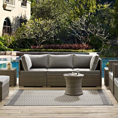 Optica Chevron With End Borders Indoor and Outdoor 5x8 Area Rug
