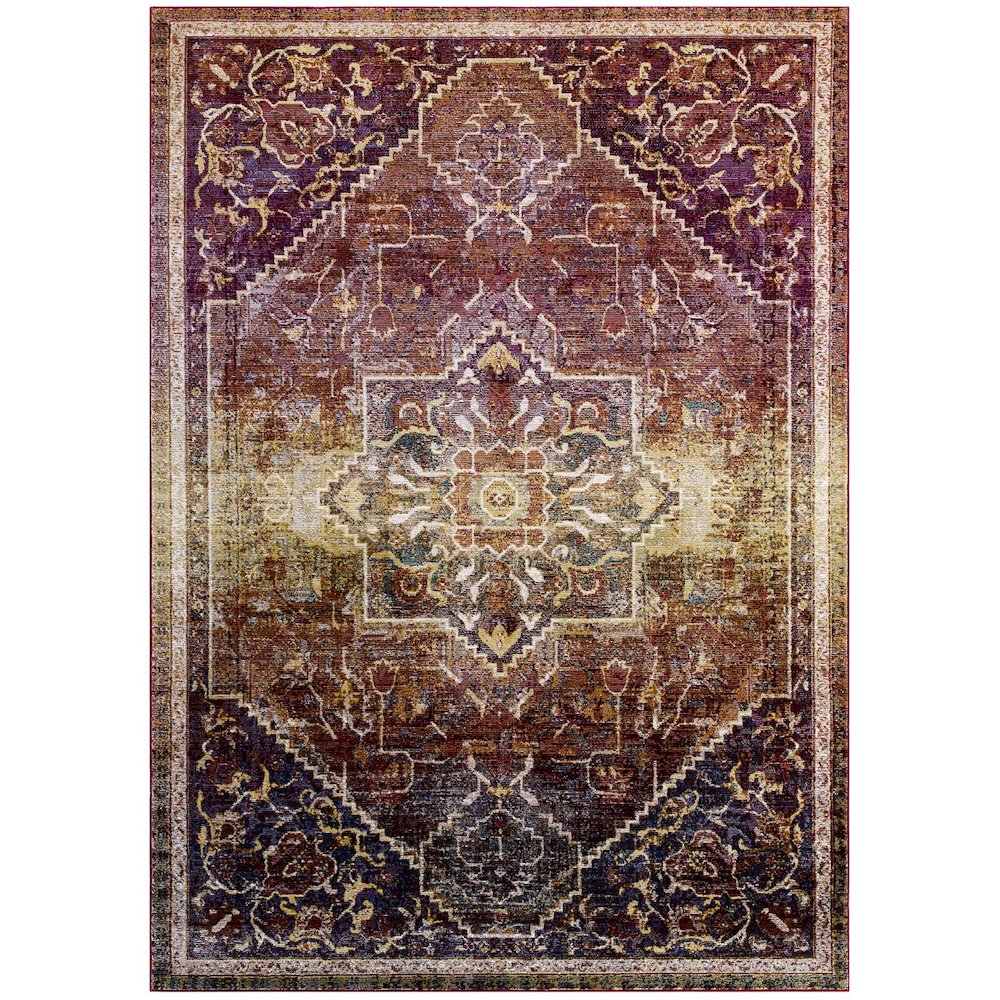 Kaede Transitional Distressed Vintage Floral Vintage Medallion 8x10 Area Rug