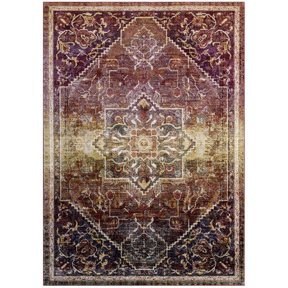 Kaede Transitional Distressed Vintage Floral Vintage Medallion 8x10 Area Rug