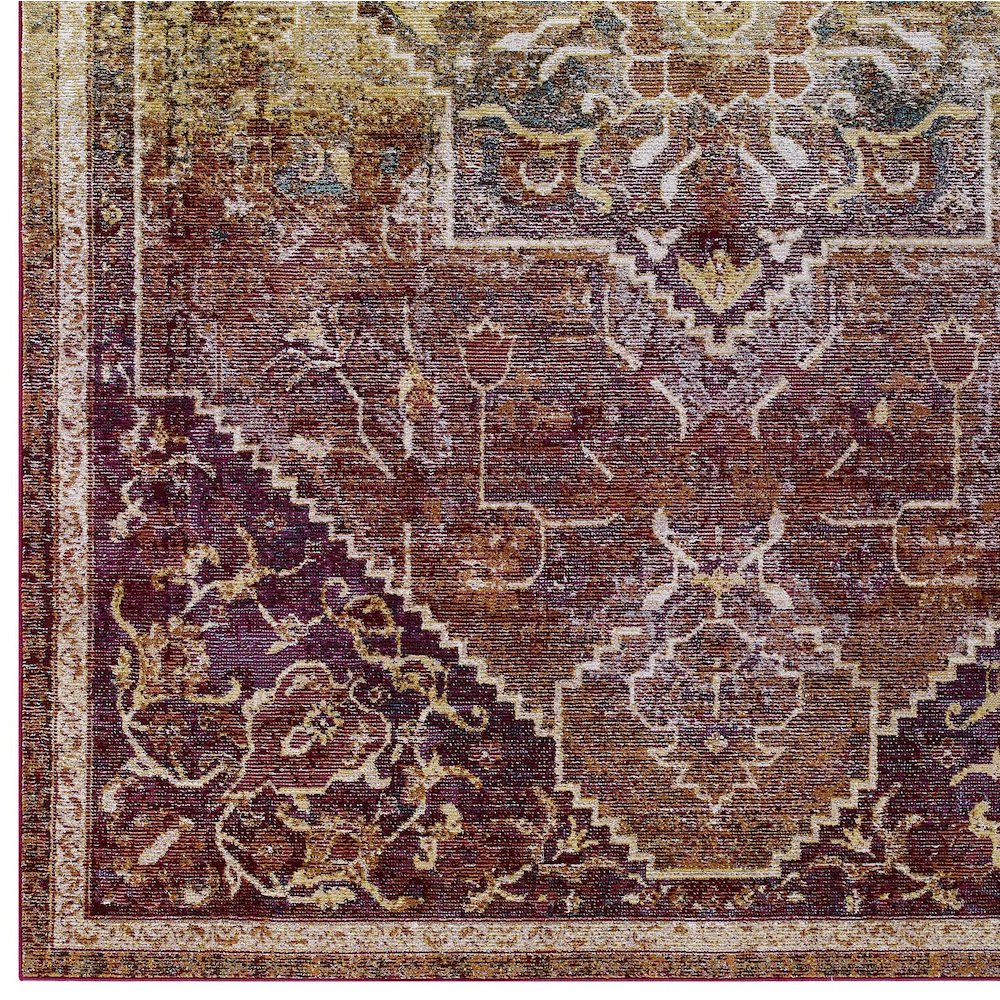 Kaede Transitional Distressed Vintage Floral Vintage Medallion 8x10 Area Rug