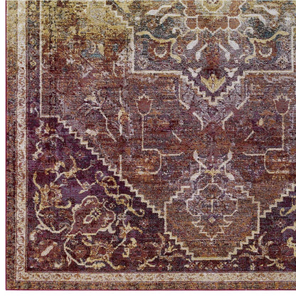 Kaede Transitional Distressed Vintage Floral Vintage Medallion 8x10 Area Rug