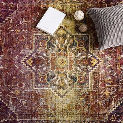 Kaede Transitional Distressed Vintage Floral Vintage Medallion 8x10 Area Rug