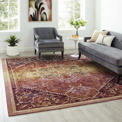 Kaede Transitional Distressed Vintage Floral Vintage Medallion 8x10 Area Rug
