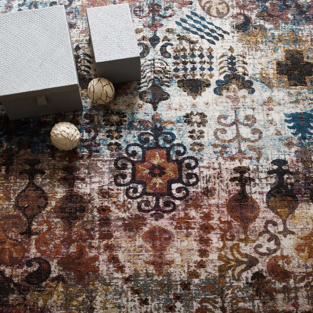 Tahira Transitional Distressed Vintage Floral Moroccan Trellis 4x6 Area Rug