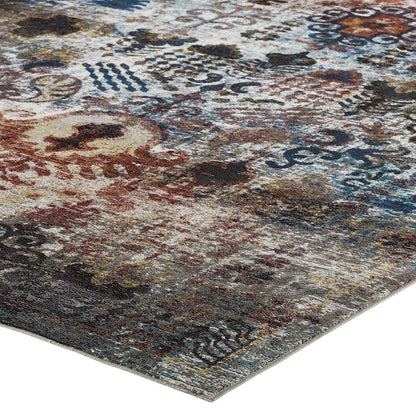 Tahira Transitional Distressed Vintage Floral Moroccan Trellis 5x8 Area Rug