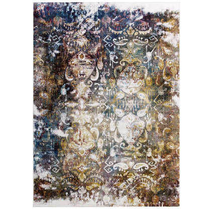 Jayla Transitional Distressed Vintage Floral Moroccan Trellis 4x6 Area Rug