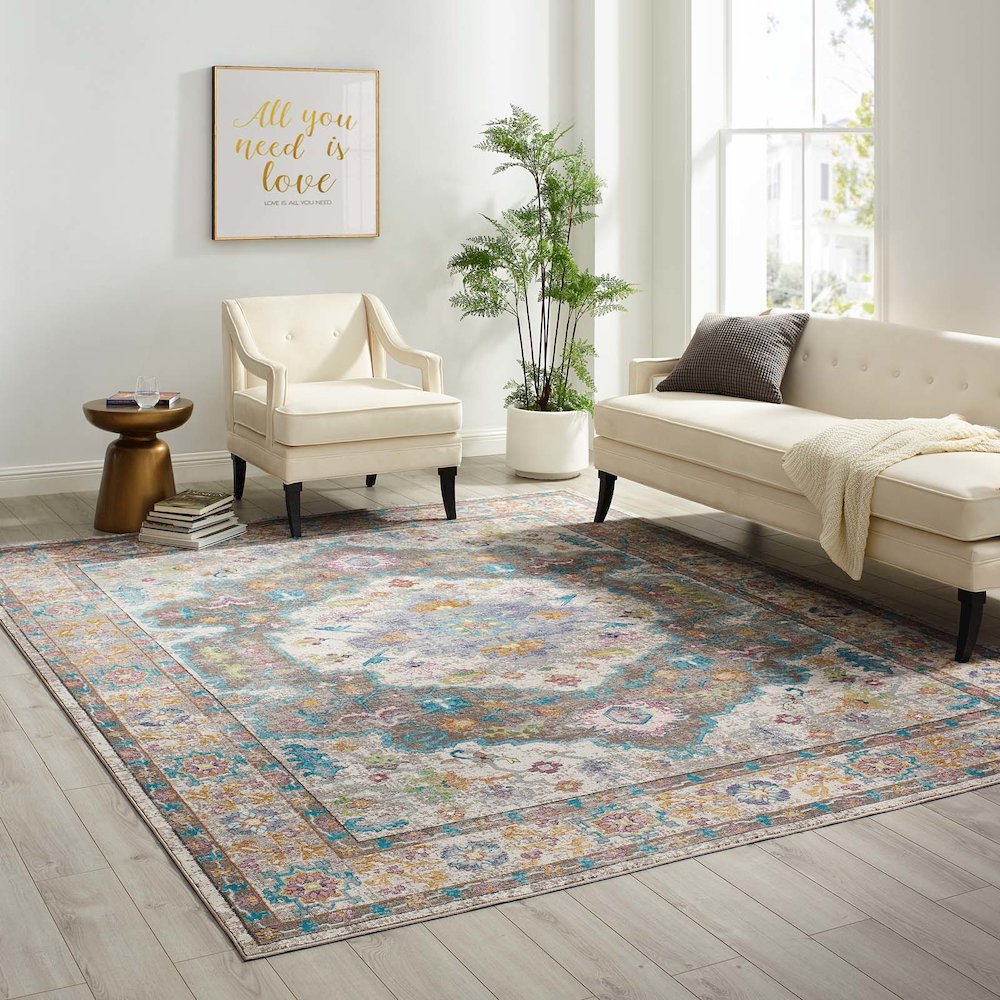 Success Anisah Distressed Floral Vintage Medallion 8x10 Area Rug