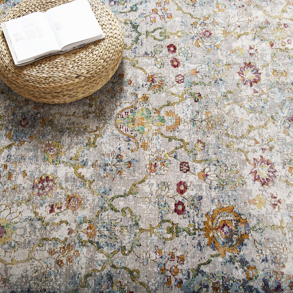 Success Manuka Distressed Vintage Floral Lattice 4x6 Area Rug