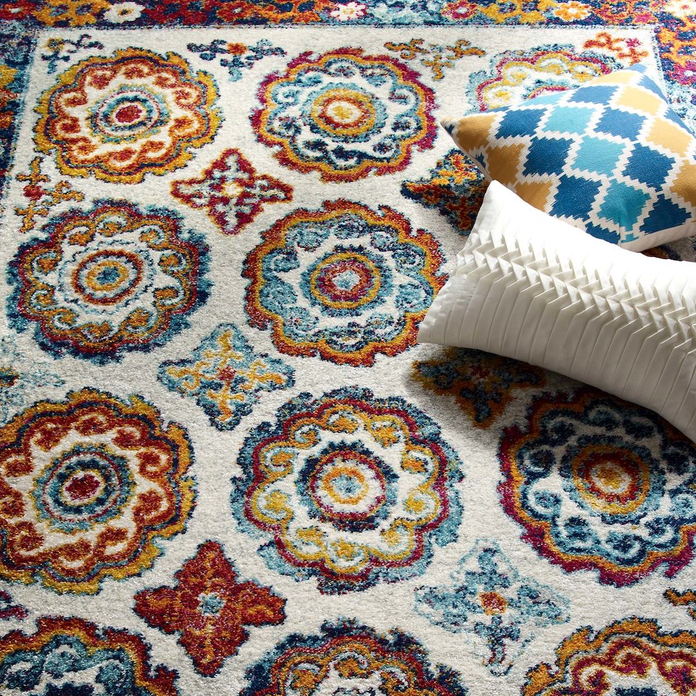 Entourage Odile Distressed Floral Moroccan Trellis 5x8 Area Rug