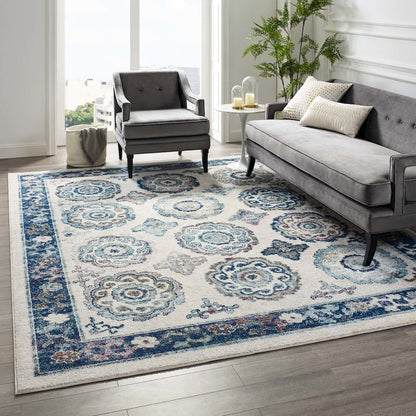 Entourage Odile Distressed Floral Moroccan Trellis 8x10 Area Rug