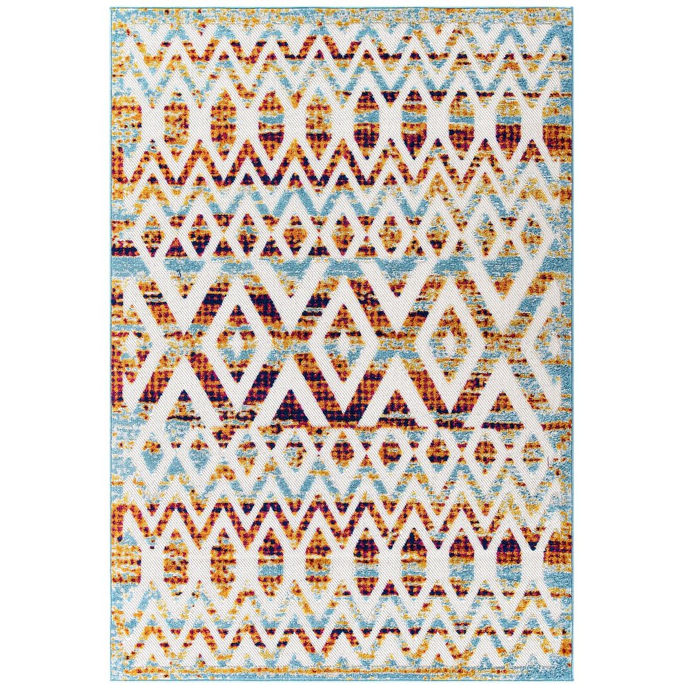 Tamako Diamond and Chevron Moroccan Trellis 5x8 Indoor / Outdoor Area Rug