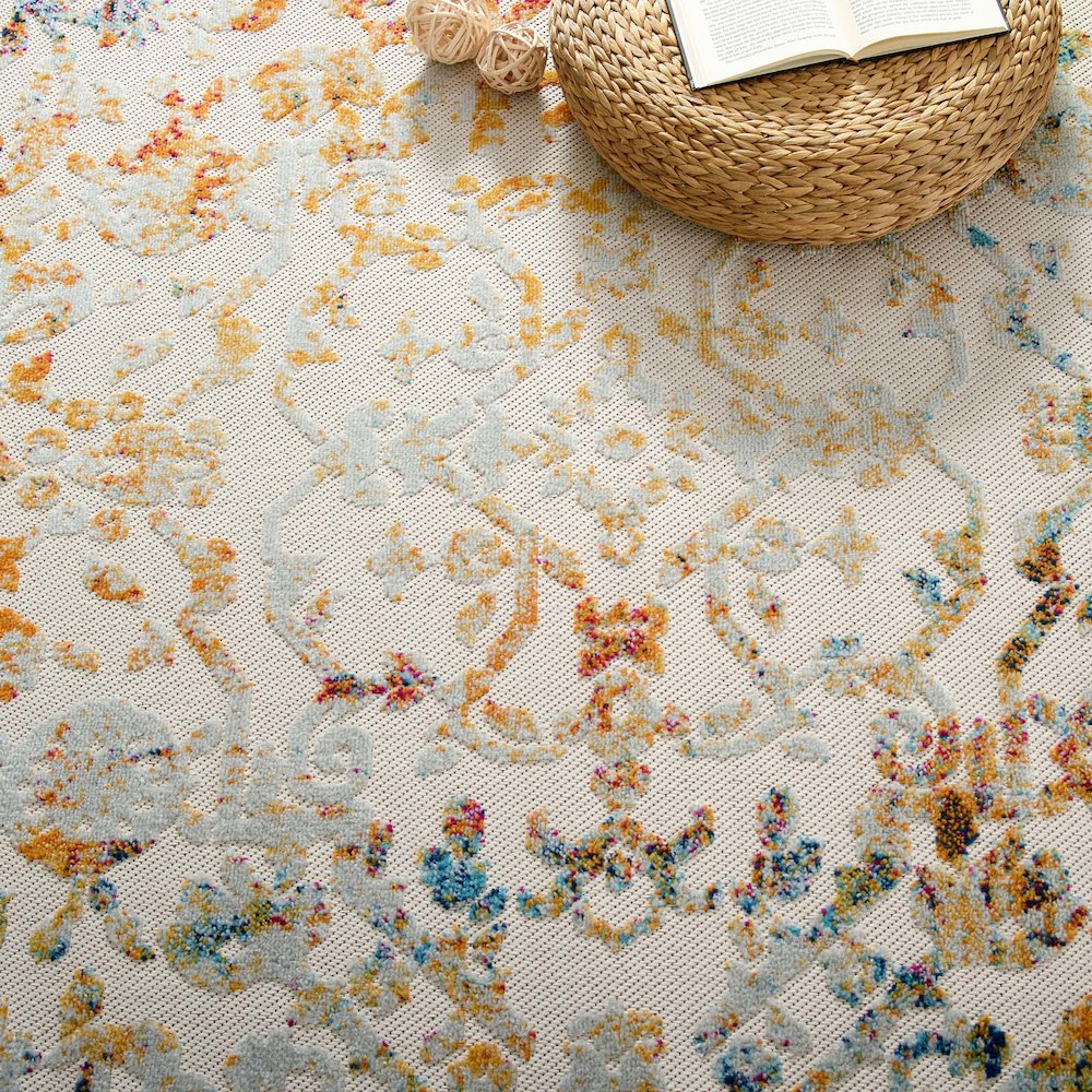 Reflect Primrose Ornate Floral Lattice 8x10 Indoor/Outdoor Area Rug