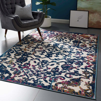 Reflect Primrose Ornate Floral Lattice 5x8 Indoor/Outdoor Area Rug