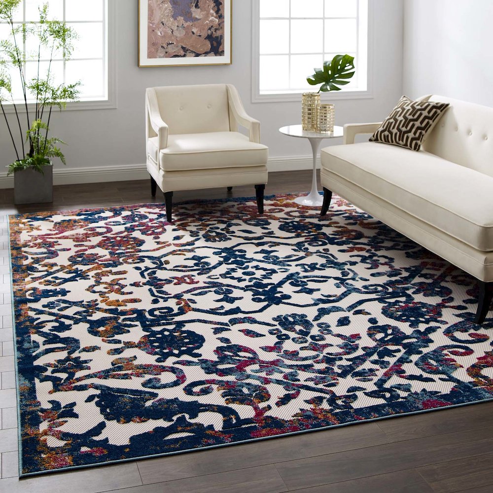 Reflect Primrose Ornate Floral Lattice 8x10 Indoor/Outdoor Area Rug