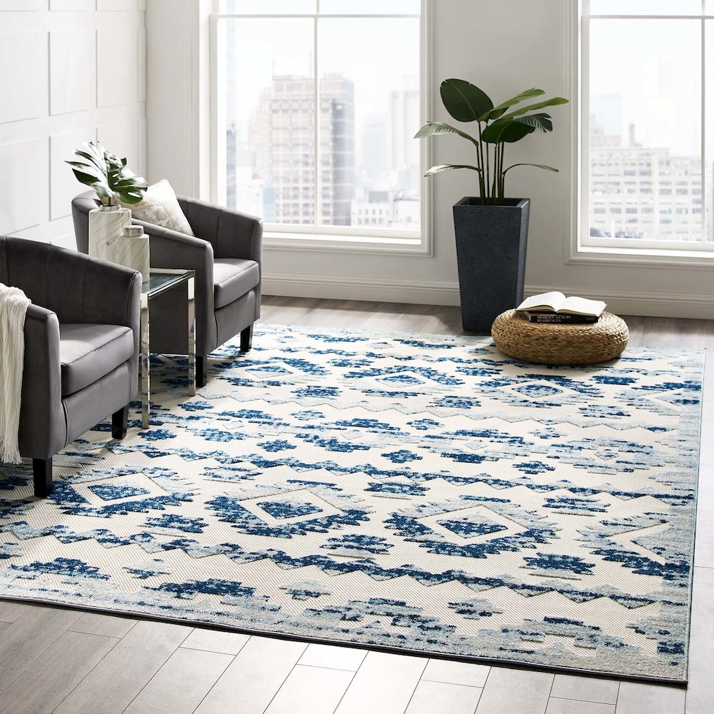 Takara Abstract Diamond Moroccan Trellis 8x10 Indoor and Outdoor Area Rug