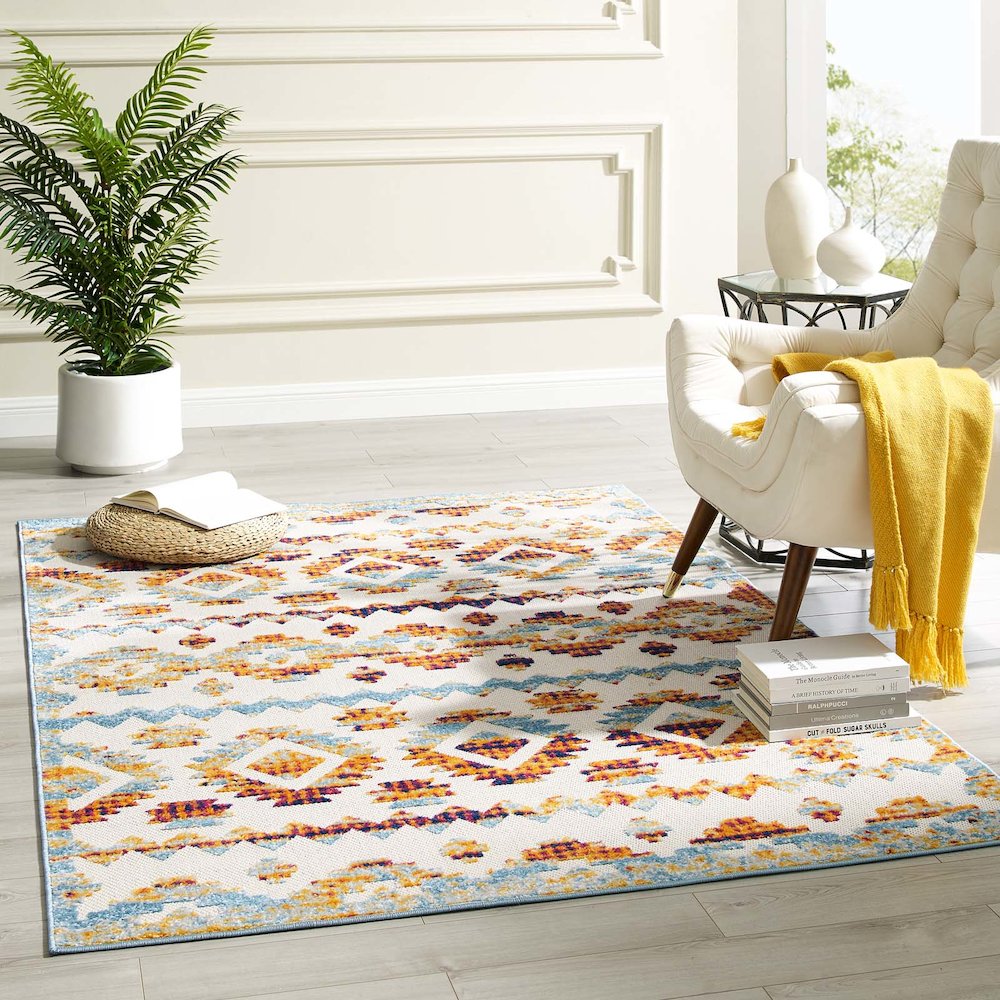 Reflect Takara Abstract Diamond Moroccan Trellis 5x8 Indoor and Outdoor Area Rug