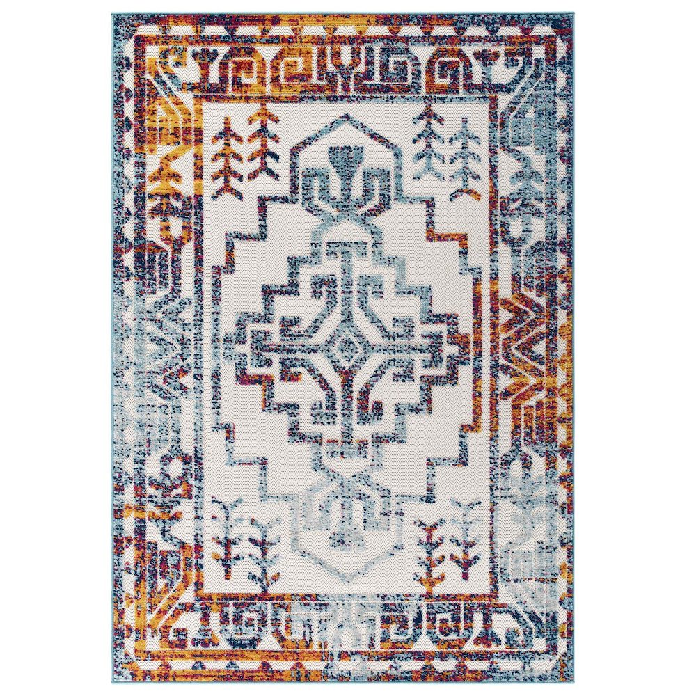 Nyssa Distressed Geometric Southwestern Aztec 5x8 Indoor/Outdoor Area Rug