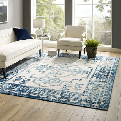 Nyssa Distressed Geometric Southwestern Aztec 8x10 Indoor/Outdoor Area Rug