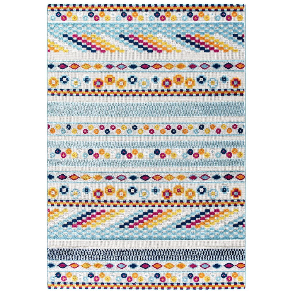 Cadhla Vintage Abstract Geometric Lattice 5x8 Indoor and Outdoor Area Rug