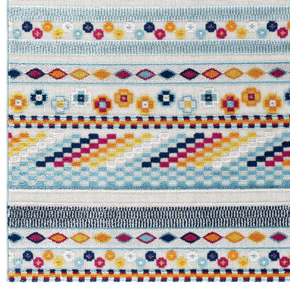 Cadhla Vintage Abstract Geometric Lattice 5x8 Indoor and Outdoor Area Rug