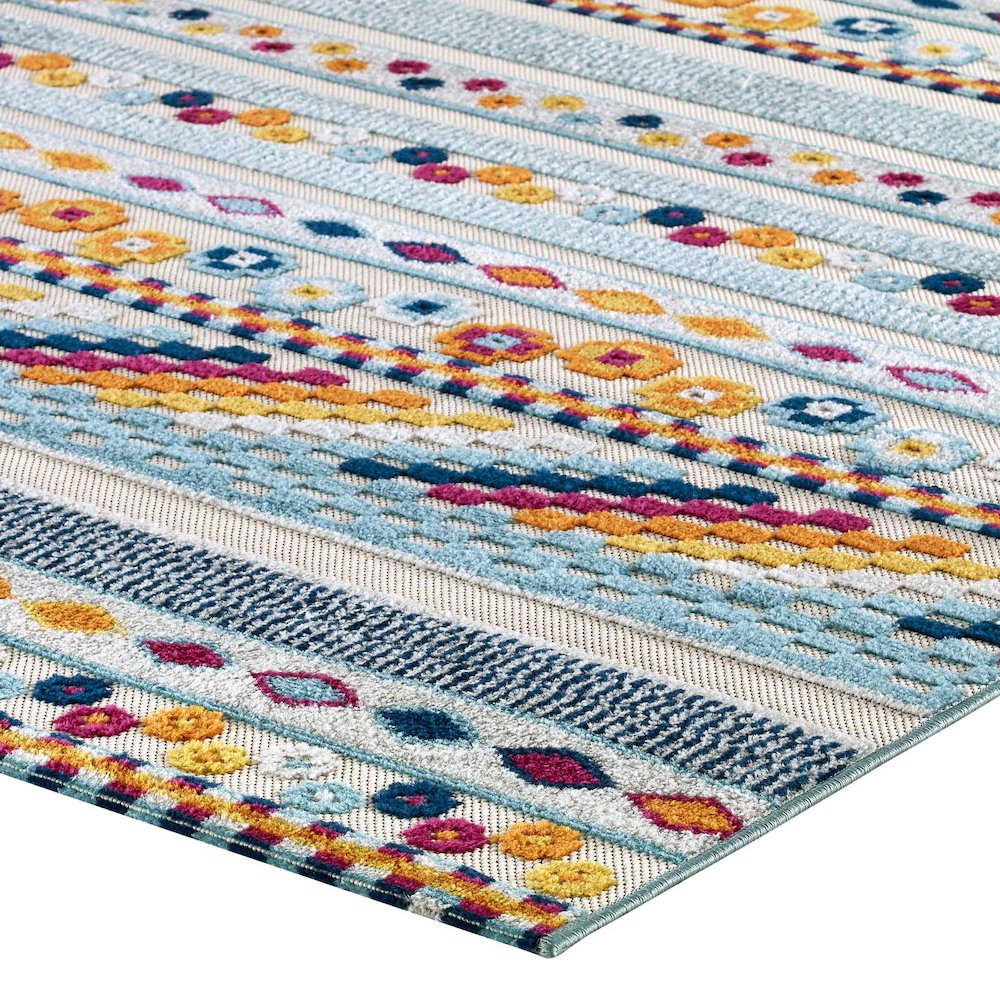 Cadhla Vintage Abstract Geometric Lattice 5x8 Indoor and Outdoor Area Rug