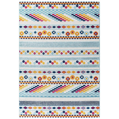 Cadhla Vintage Abstract Geometric Lattice 8x10 Indoor and Outdoor Area Rug