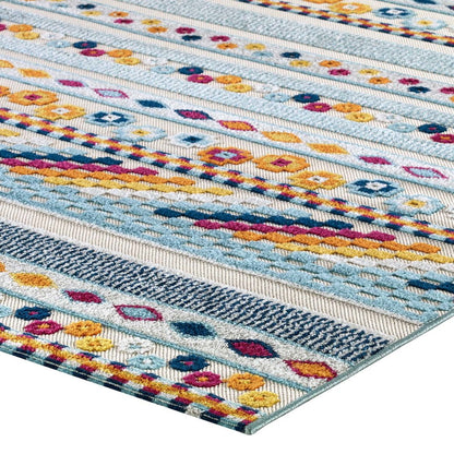 Cadhla Vintage Abstract Geometric Lattice 8x10 Indoor and Outdoor Area Rug
