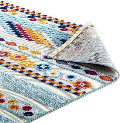 Cadhla Vintage Abstract Geometric Lattice 8x10 Indoor and Outdoor Area Rug