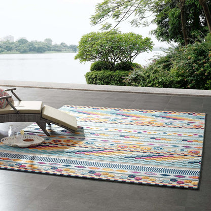 Cadhla Vintage Abstract Geometric Lattice 8x10 Indoor and Outdoor Area Rug