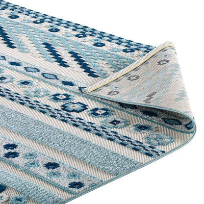 Cadhla Vintage Abstract Geometric Lattice 8x10 Indoor and Outdoor Area Rug