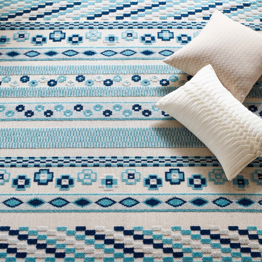 Cadhla Vintage Abstract Geometric Lattice 8x10 Indoor and Outdoor Area Rug