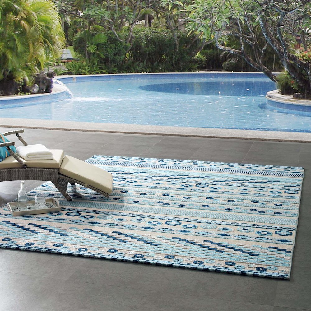 Cadhla Vintage Abstract Geometric Lattice 8x10 Indoor and Outdoor Area Rug