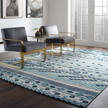 Cadhla Vintage Abstract Geometric Lattice 8x10 Indoor and Outdoor Area Rug