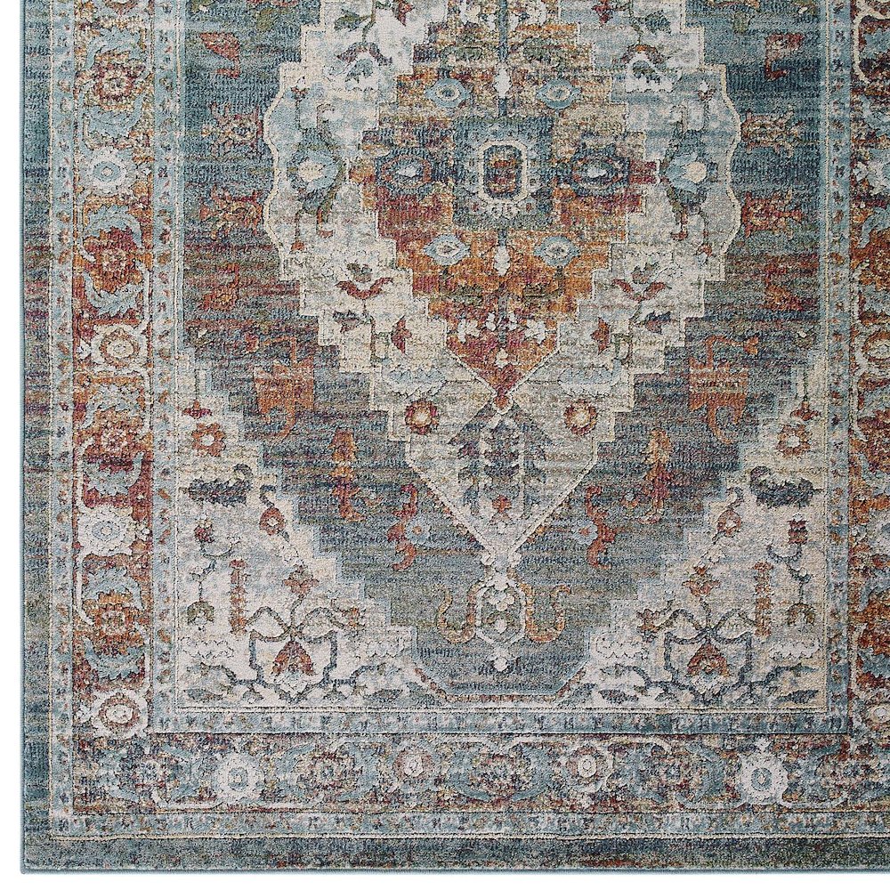 Tribute Camellia Distressed Vintage Floral Vintage Medallion 8x10 Area Rug