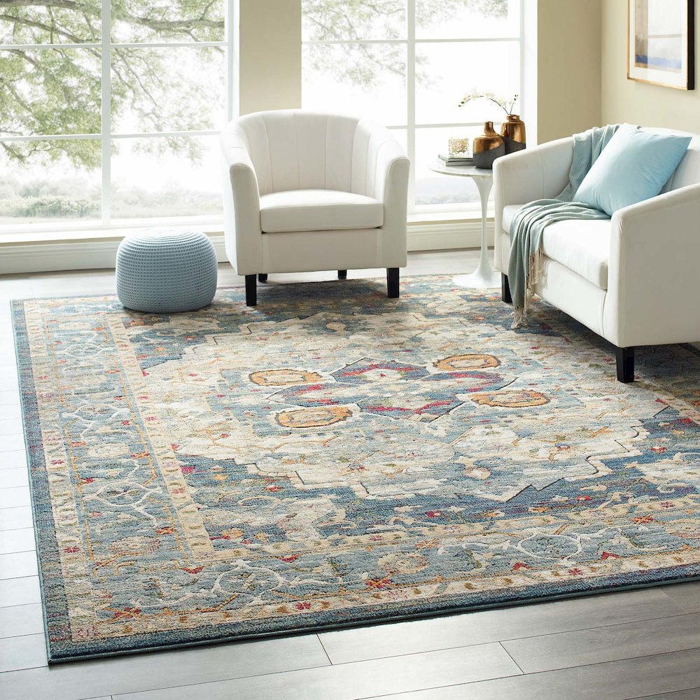 Tribute Diantha Distressed Vintage Floral Vintage Medallion 8x10 Area Rug