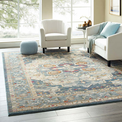 Tribute Diantha Distressed Vintage Floral Vintage Medallion 8x10 Area Rug