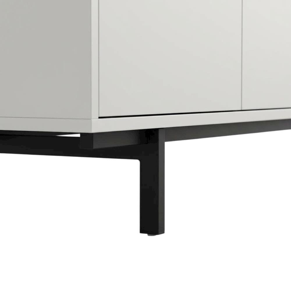 White Laminate TV Stand with 4 Doors and Modern Design
